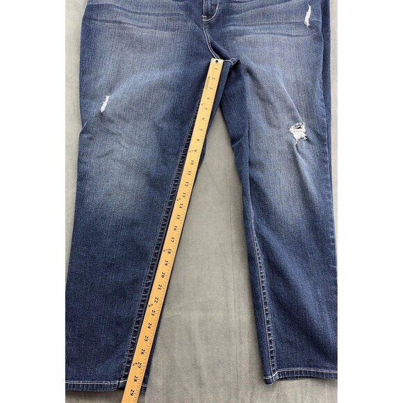 Lane Bryant Genius Fit Jeans Womens 24 Blue Skinny Distressed Embroidered Pocket - Picture 9 of 9